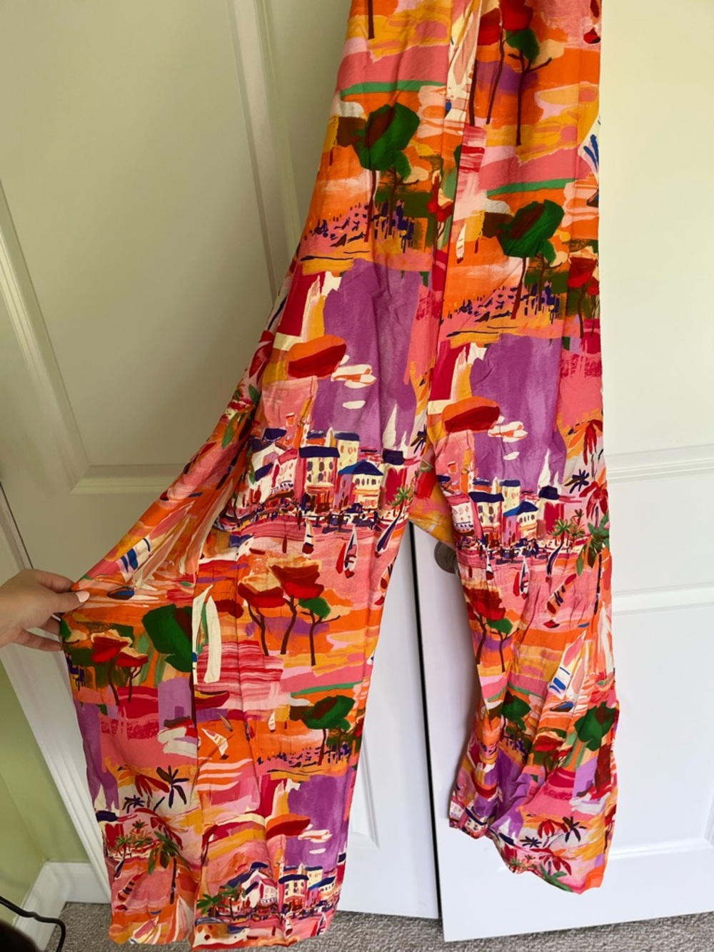 Fashion Nova Pink Multi Tropical Print Wide-Leg Jumpsuit - Picture 4 of 9